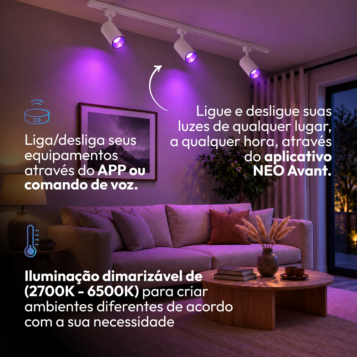 Spot Led Para Trilho Inteligente 20W RGB Bivolt IP20 Branco Neo - NEO Avant