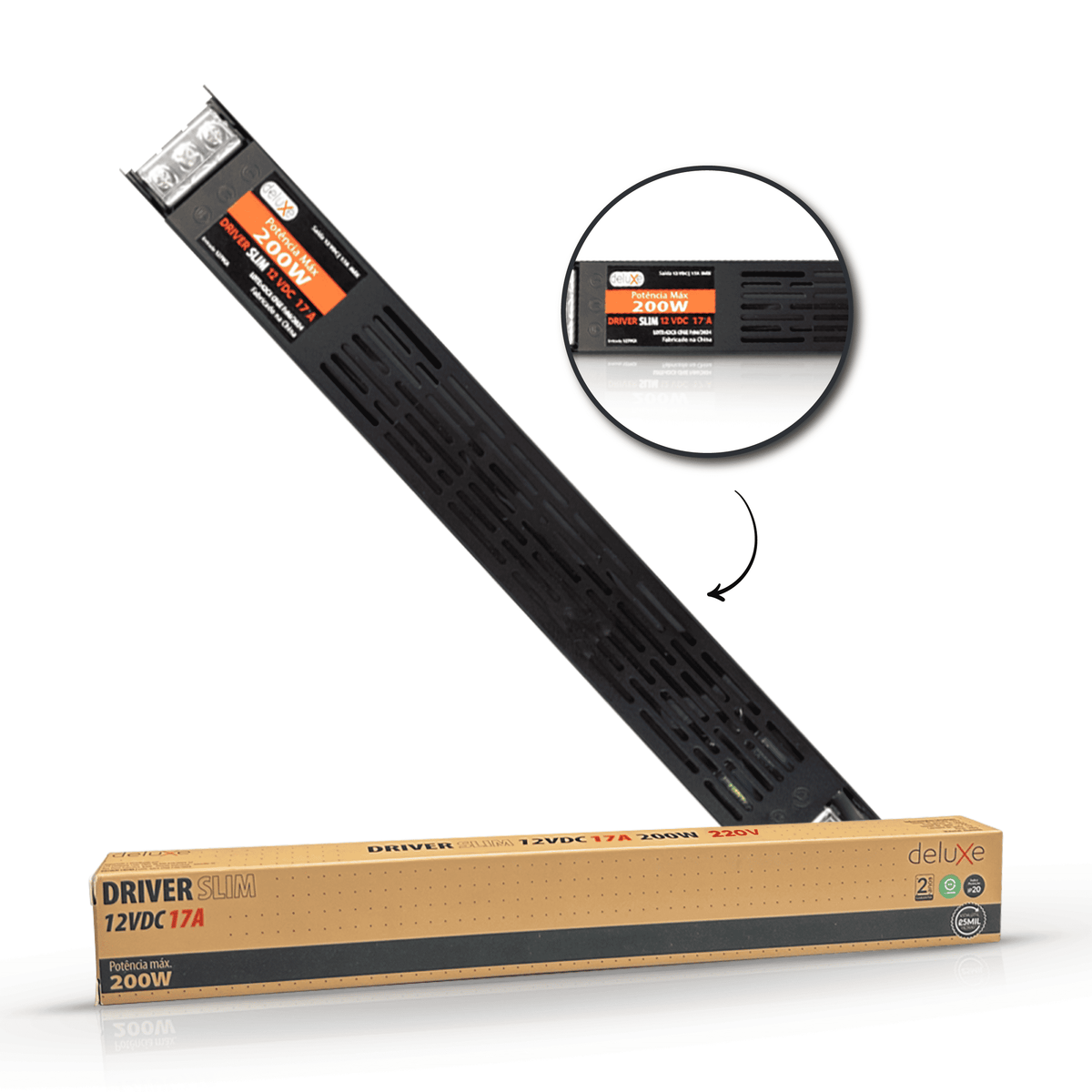 Fonte driver Slim 200w 17a 12v 220v Deluxe - NEO Avant