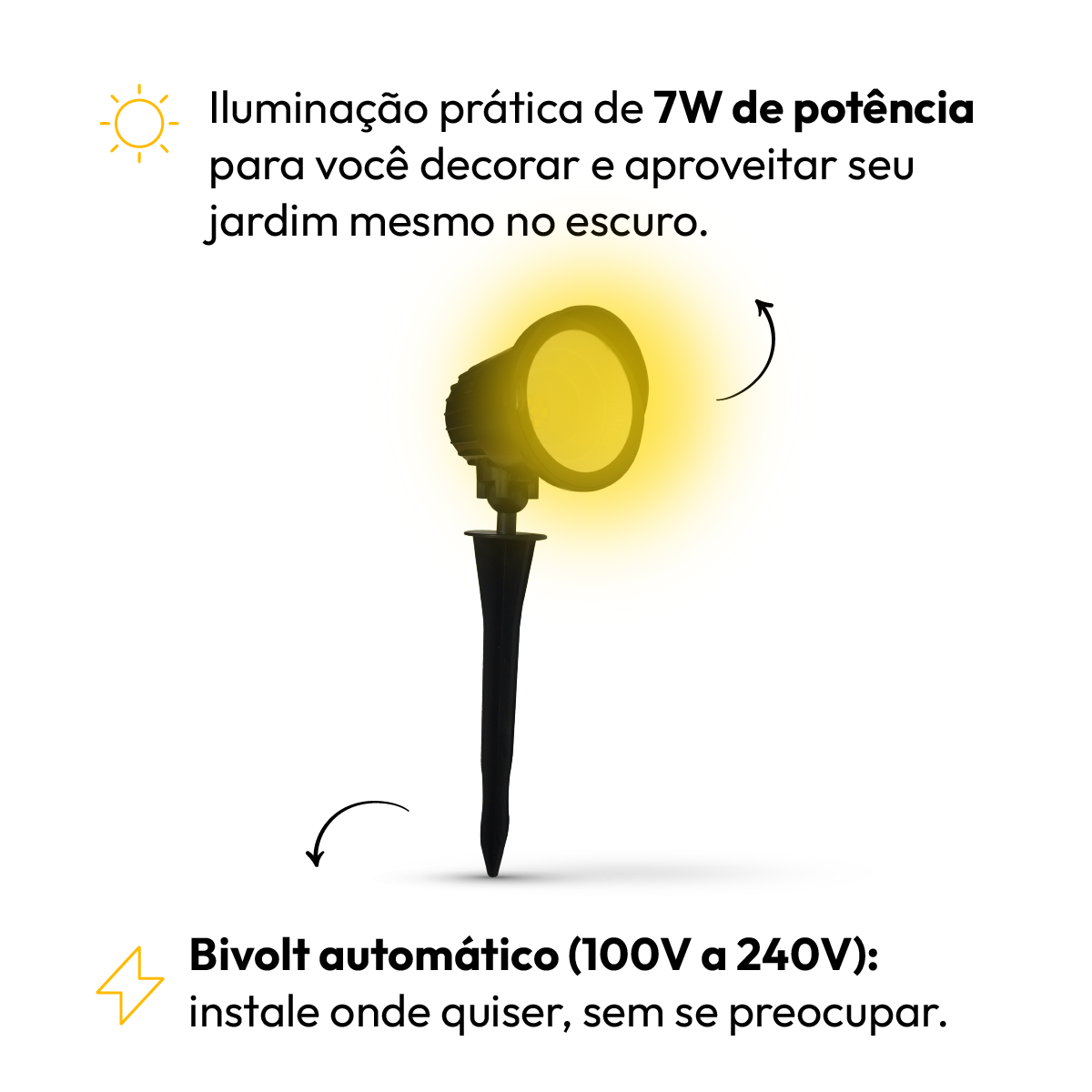 Luminaria Led Jardim Espeto 7W 3000k Branco Quente a Prova D'Água Alut By Avant