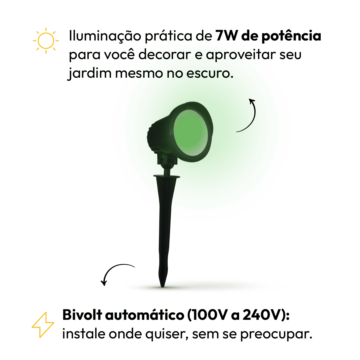 Luminaria Led Jardim Espeto 7W Verde a Prova D'Água Alut By Avant - NEO Avant