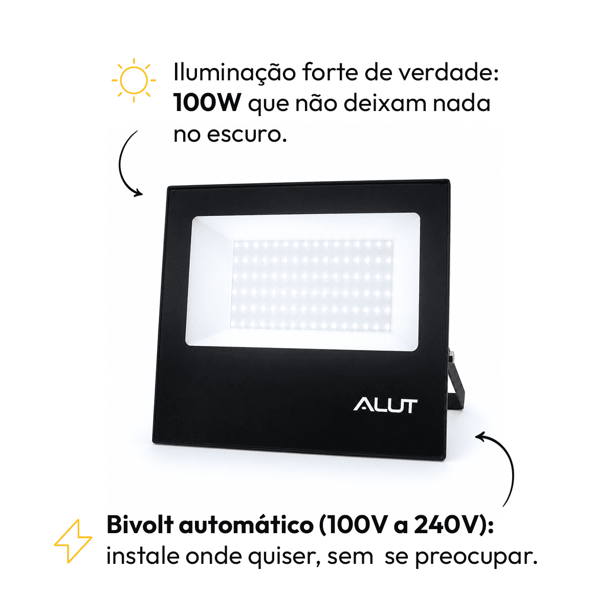 Refletor Led Slim 100w 6500k Branco Frio Bivolt IP65 Alut