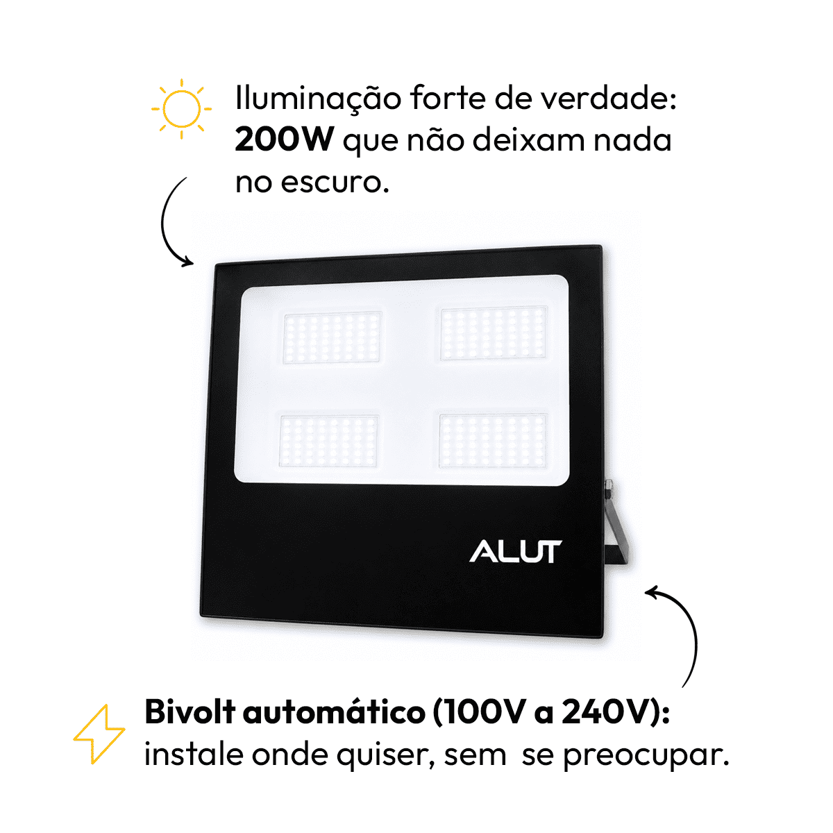 Refletor Led Slim 200w 6500k Branco Frio Bivolt IP65 Alut