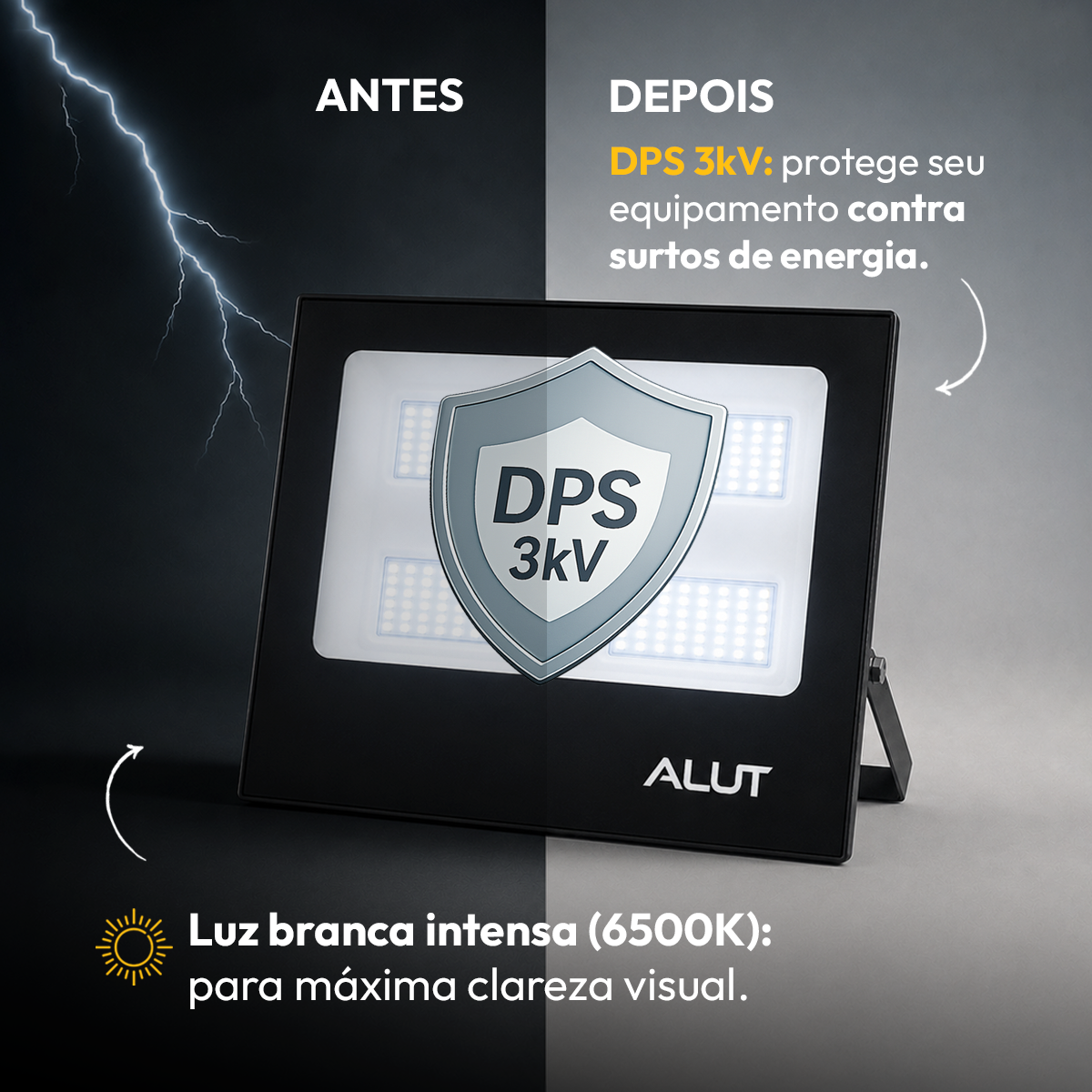 Refletor Led Slim 200w 6500k Branco Frio Bivolt IP65 Alut