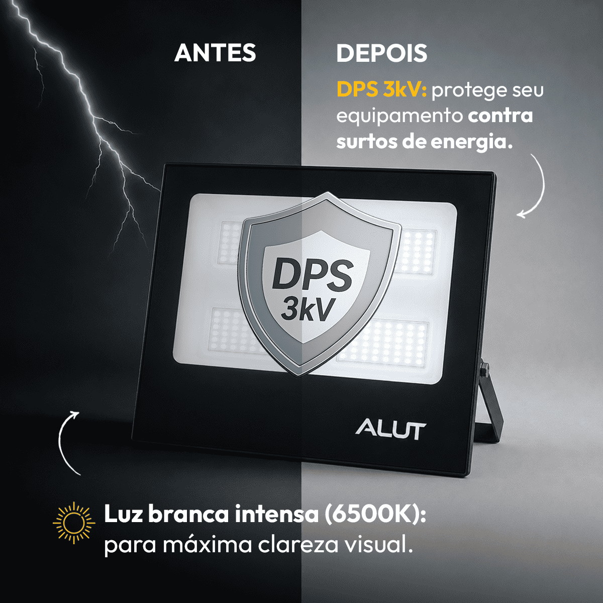 Refletor Led Slim 200w 6500k Branco Frio Bivolt IP65 Alut