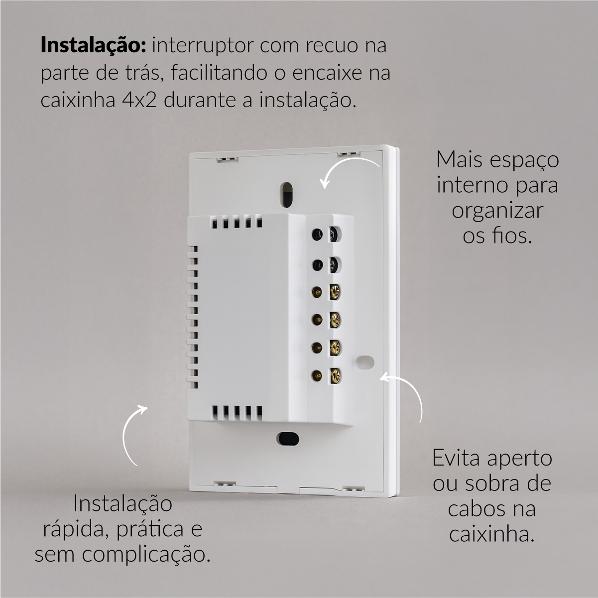 Interruptor Inteligente Smart Wi-Fi 1 Botão 4x2 Bivolt Branco Neo Avant