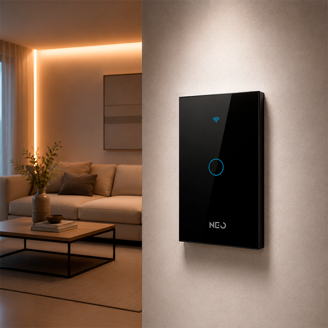 Interruptor Inteligente Wifi 1 Botão 4x2 Bivolt Preto Neo