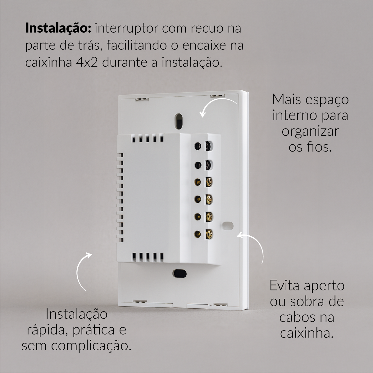 Interruptor Inteligente Smart Wifi 3 Botões 4x2 Bivolt Branco Neo Avant