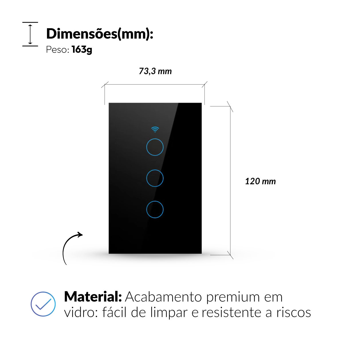 Interruptor Inteligente Smart Wi-fi 3 Botões 4x2 Bivolt Preto Neo Avant