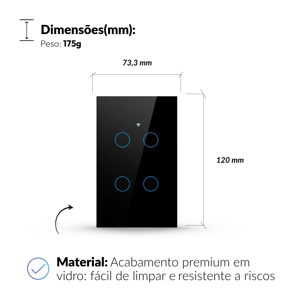 Interruptor Inteligente Smart Wi-fi 4 Botões 4x2 Bivolt Preto Neo Avant