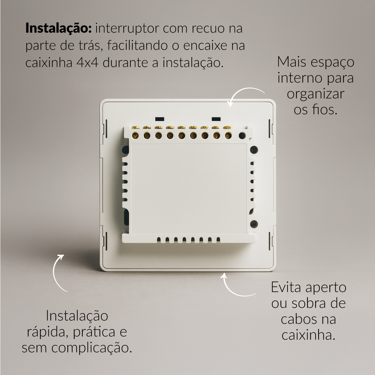 Interruptor Inteligente Smart Wi-fi 6 Botões 4x4 Bivolt Branco Neo Avant