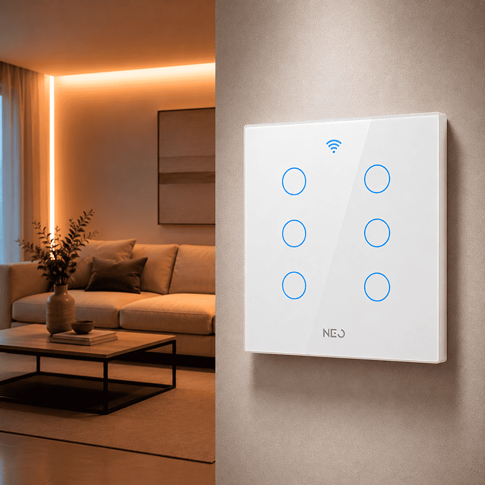 Interruptor Inteligente Wifi 6 Botões 4x4 Bivolt Branco Neo - NEO Avant