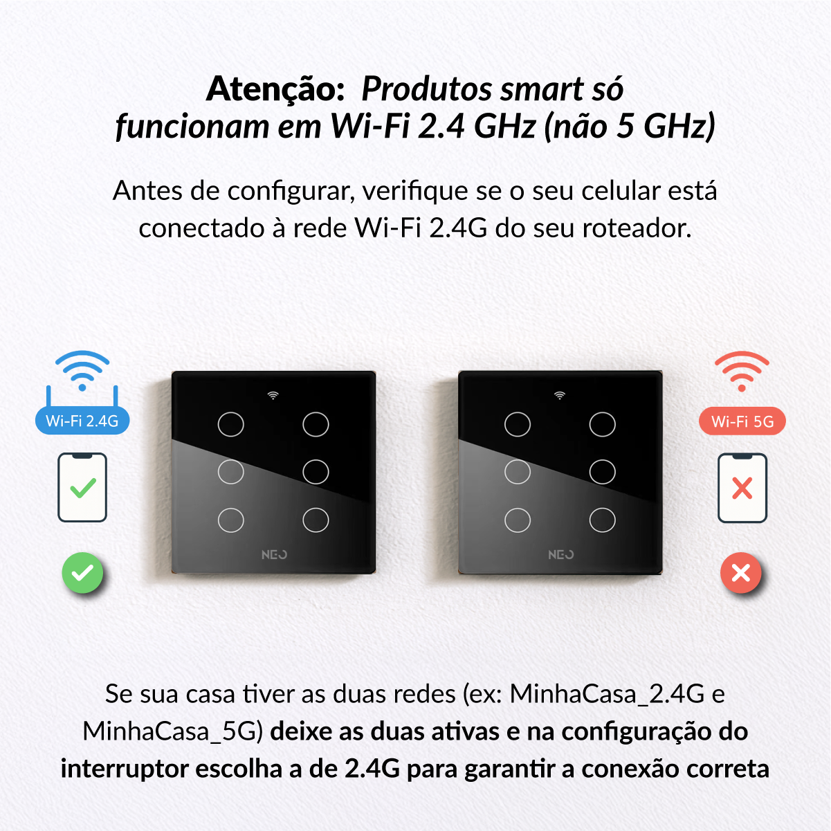 Interruptor Inteligente Smart Wifi 6 Botões 4x4 Bivolt Preto Neo Avant - NEO Avant