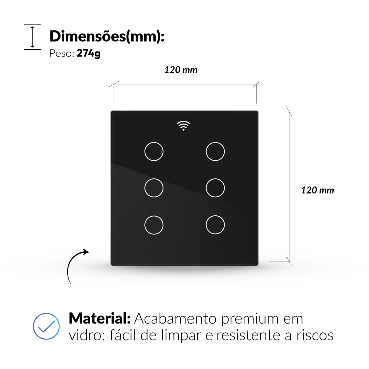 Interruptor Inteligente Smart Wi-fi 6 Botões 4x4 Bivolt Preto Neo Avant