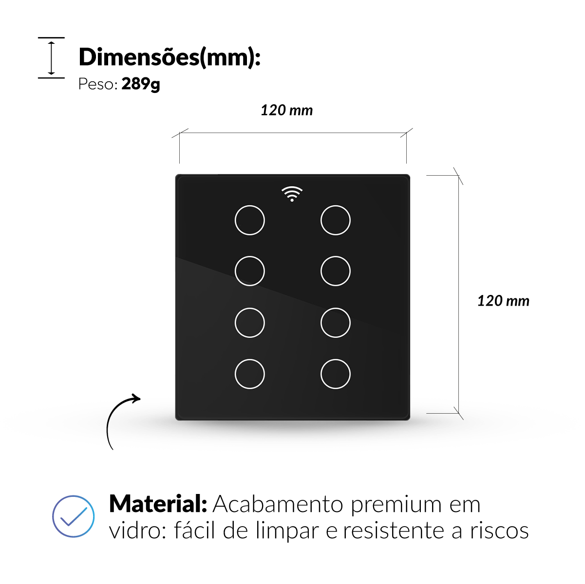 Interruptor Inteligente Smart Wi-fi 8 Botões 4x4 Bivolt Preto Neo Avant