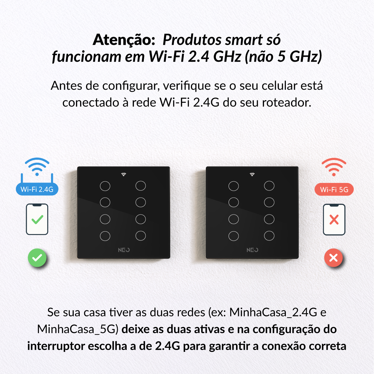 Interruptor Inteligente Smart Wi-fi 8 Botões 4x4 Bivolt Preto Neo Avant