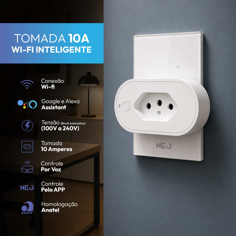 Tomada Inteligente Wifi 10A Bivolt Branca Neo