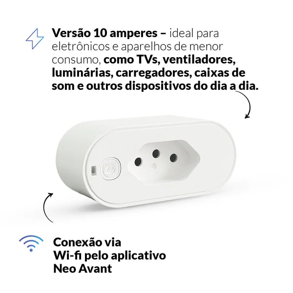 Kit Automação Lâmpada RGB 15w Interruptor 1 botão Tomada Inteligente Preto Wi-Fi 4x2 Bivolt Neo Avant - NEO Avant