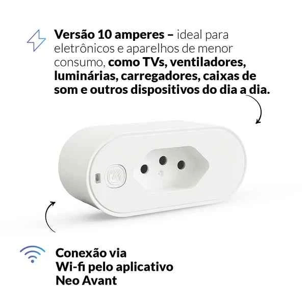 Kit Automação Lâmpada RGB 15w Interruptor 1 botão Tomada Inteligente Preto Wi-Fi 4x2 Bivolt Neo Avant