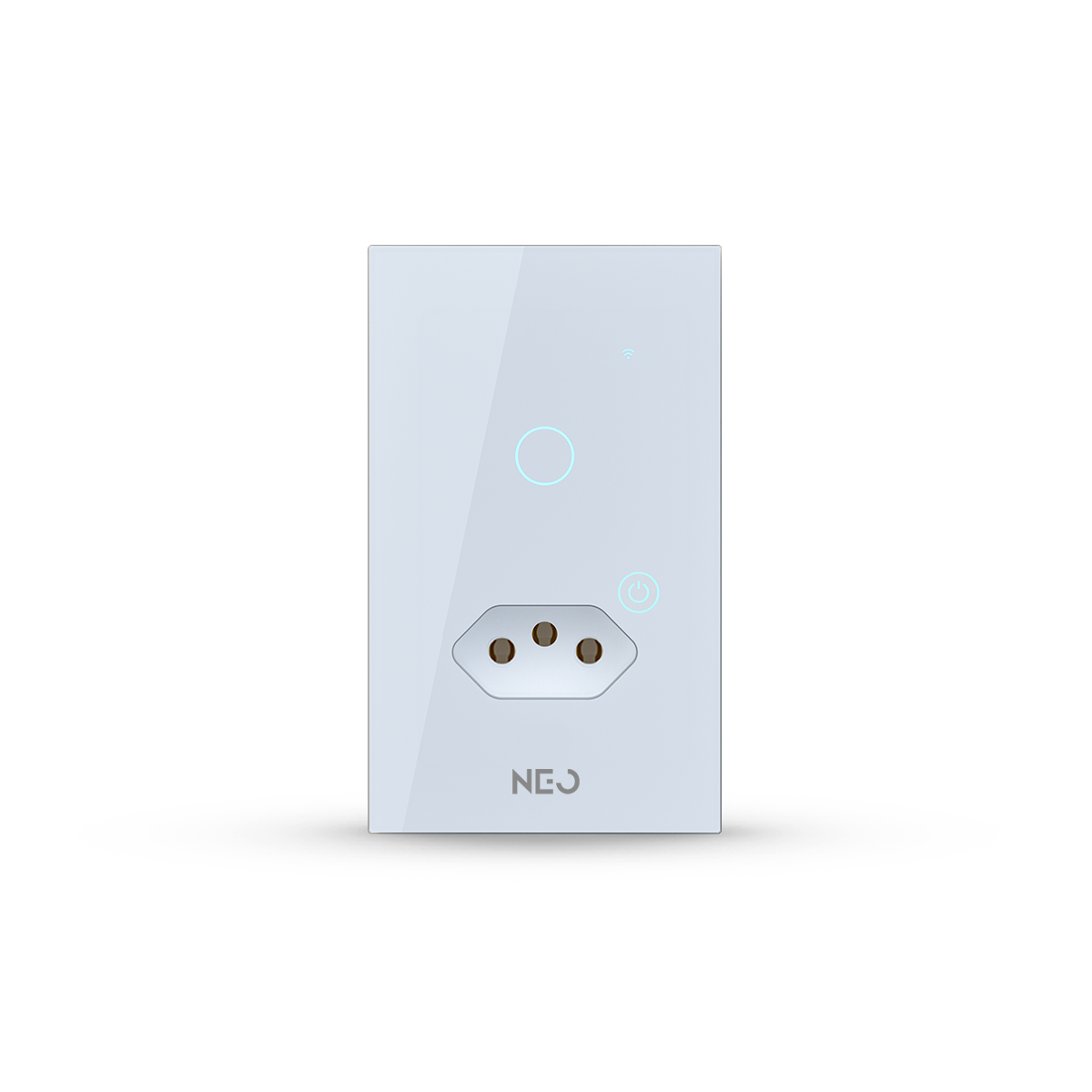 Interruptor Inteligente Wifi 1 Botão com Tomada 10A 4x2 Bivolt Branco Neo