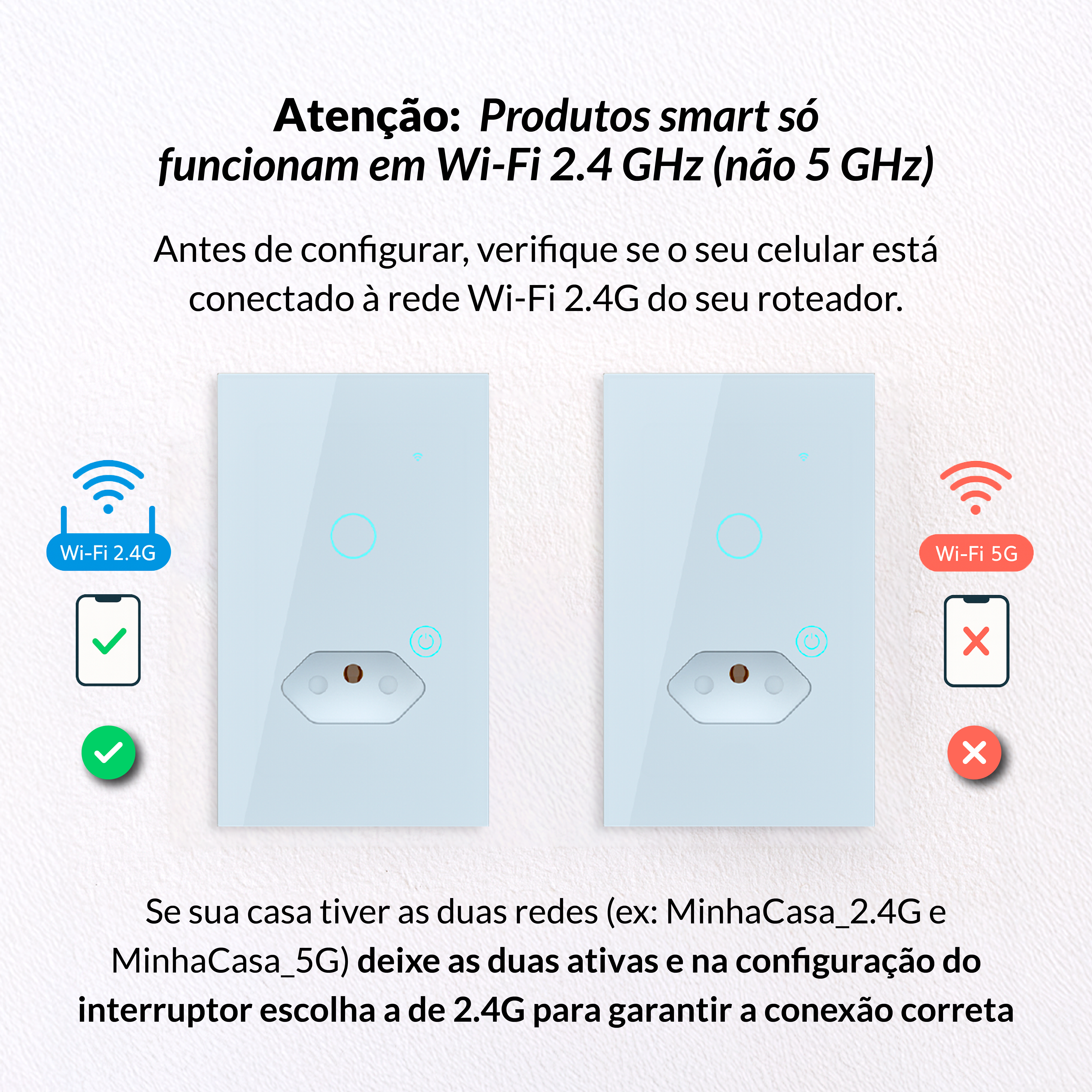 Interruptor Inteligente Smart Wi-Fi 1 Botão com Tomada 4x2 Bivolt Branco Neo Avant