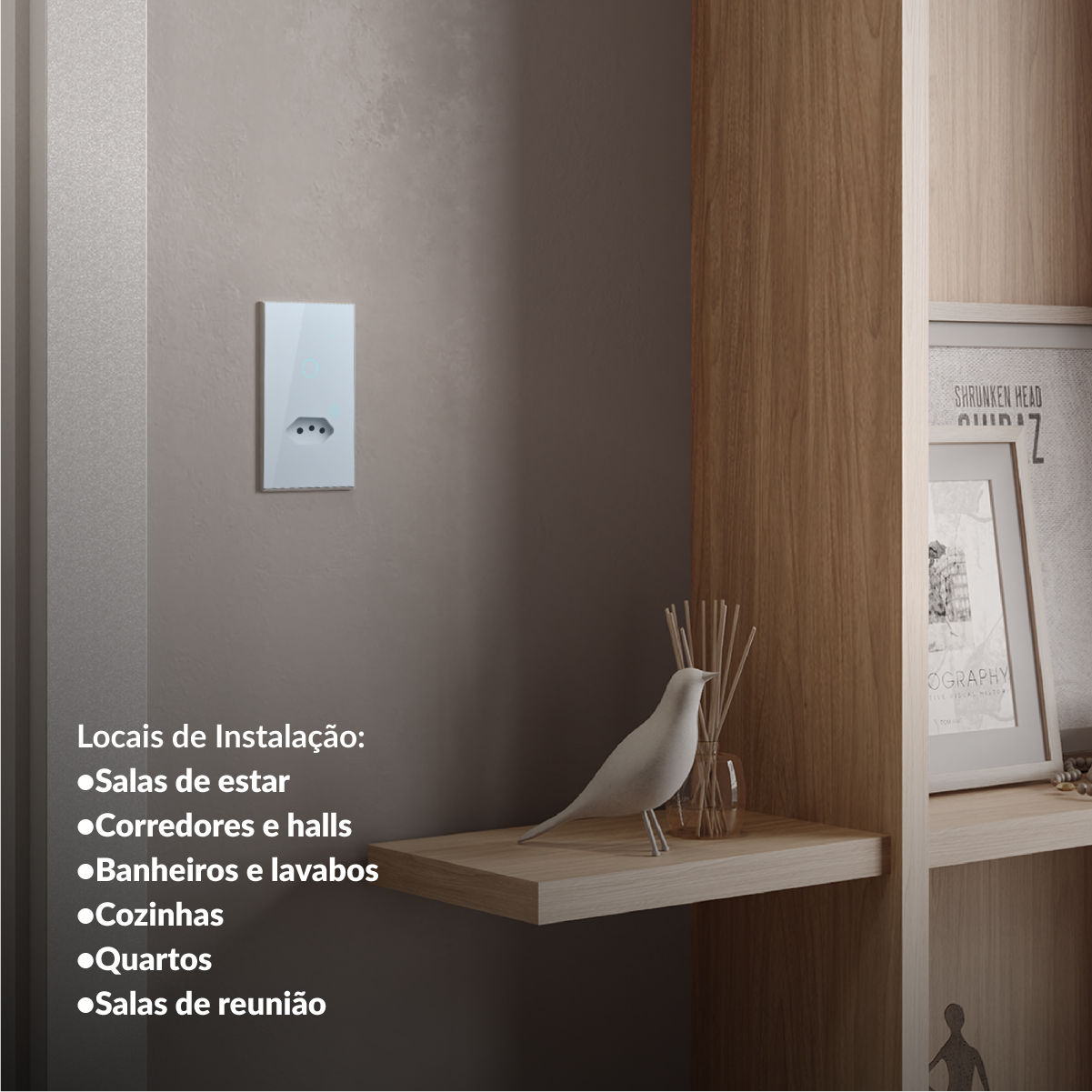 Interruptor Inteligente Smart Wi-Fi 1 Botão com Tomada 4x2 Bivolt Branco Neo Avant