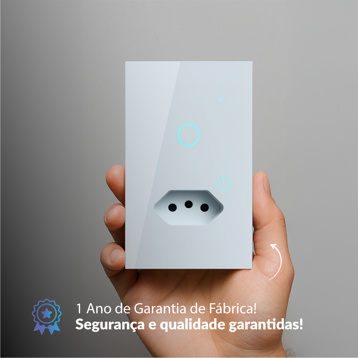 Interruptor Inteligente Smart Wifi 1 Botão com Tomada 4x2 Bivolt Branco Neo Avant