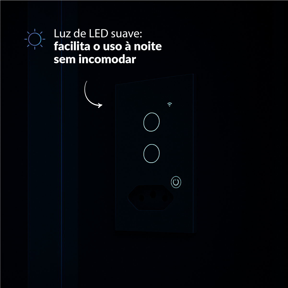 Interruptor Inteligente Smart Wi-fi 2 Botão Com Tomada 4X2 Bivolt Branco Neo Avant