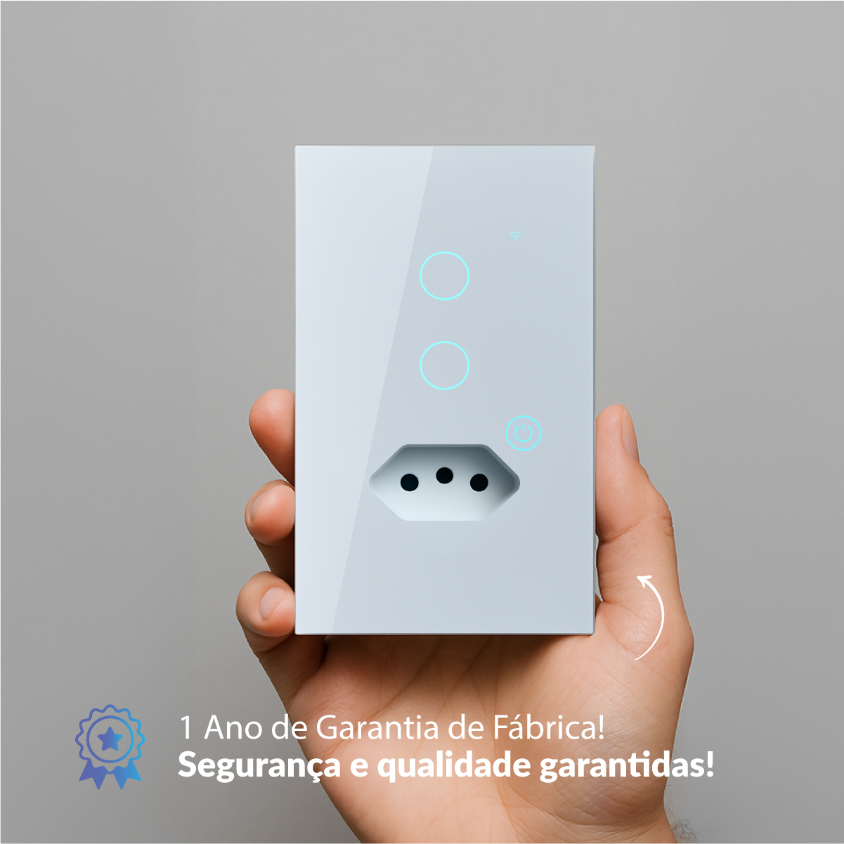 Interruptor Inteligente Smart Wifi 2 Botões Com Tomada 4X2 Bivolt Branco Neo Avant