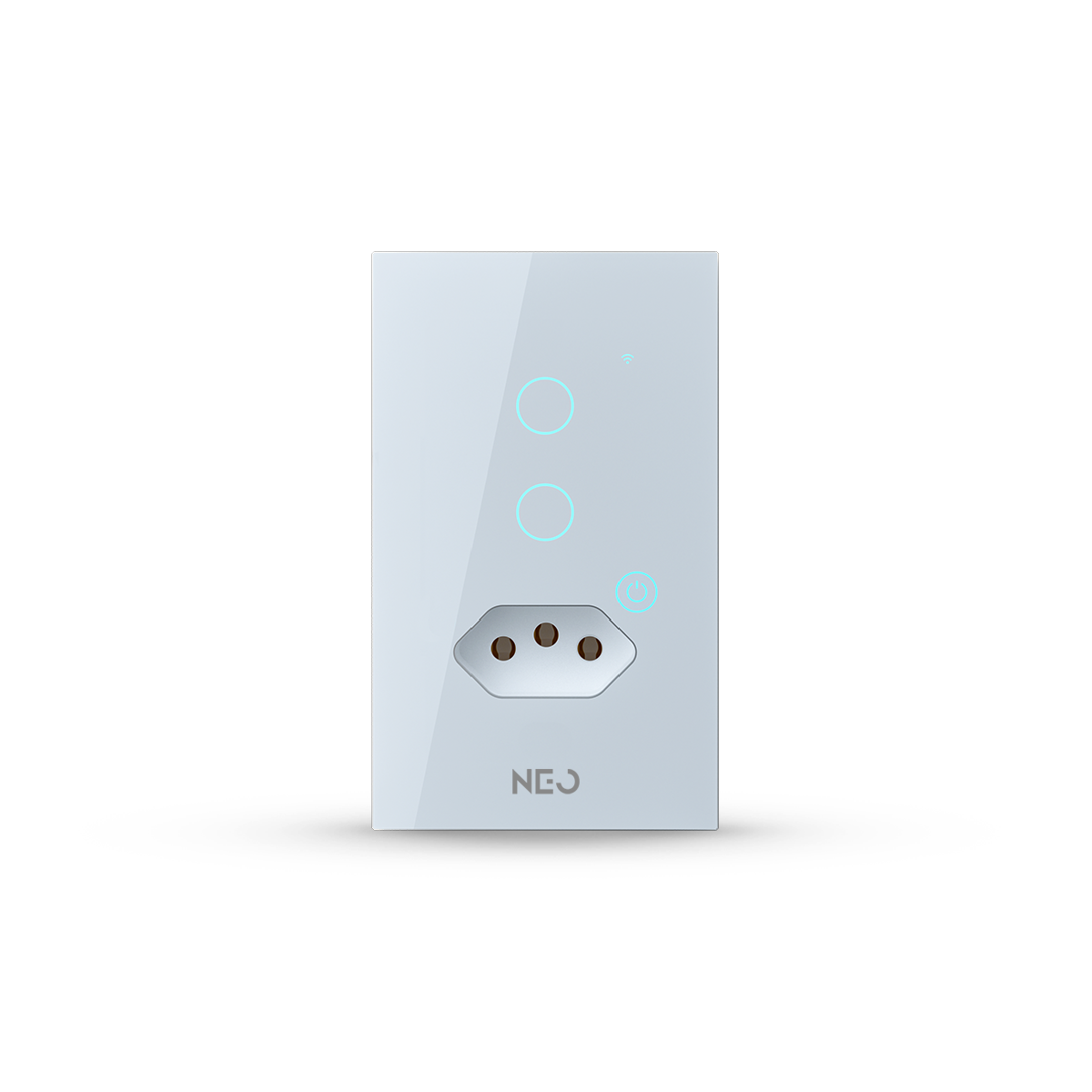 Interruptor Inteligente Wifi 2 Botões Com Tomada 10A 4X2 Bivolt Branco Neo