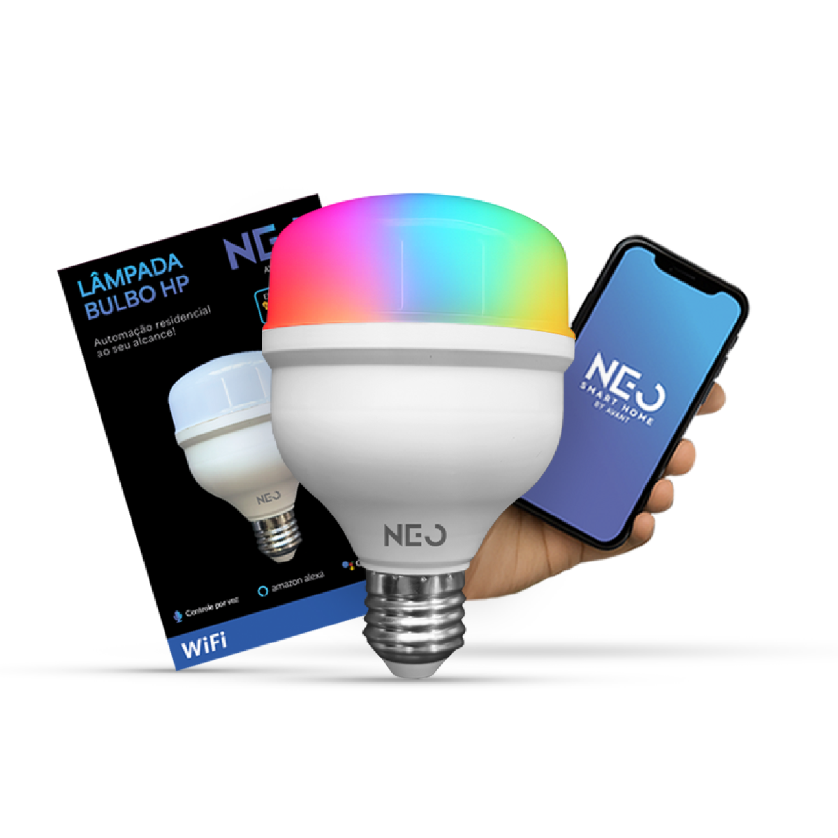 Lâmpada Led Inteligente Wifi Bulbo HP 30W RGB Colorido E27 Neo