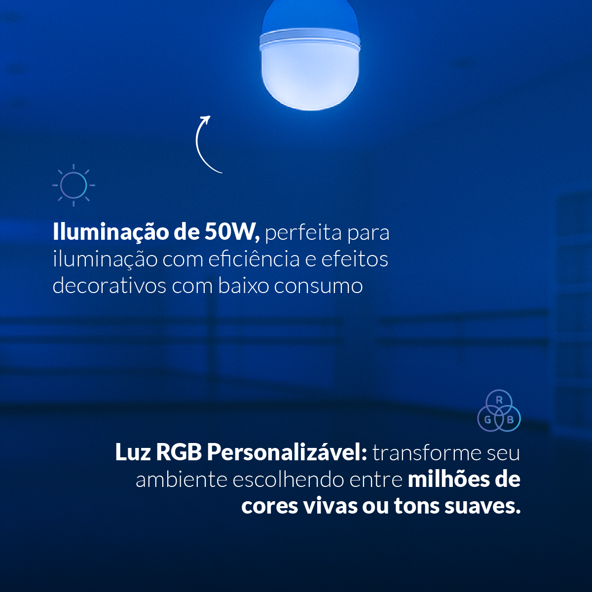 Lâmpada Led Inteligente Bulbo HP Wifi 50W RGB Colorido E27 Bivolt Neo