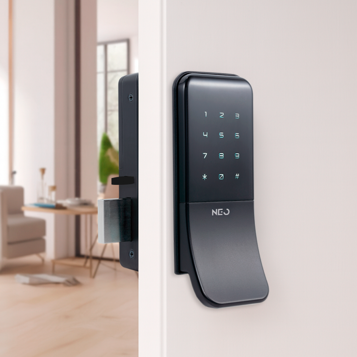 Fechadura Eletrônica Stark Digital de Sobrepor com Biometria Senha Tag Wifi Preto Fosco Neo