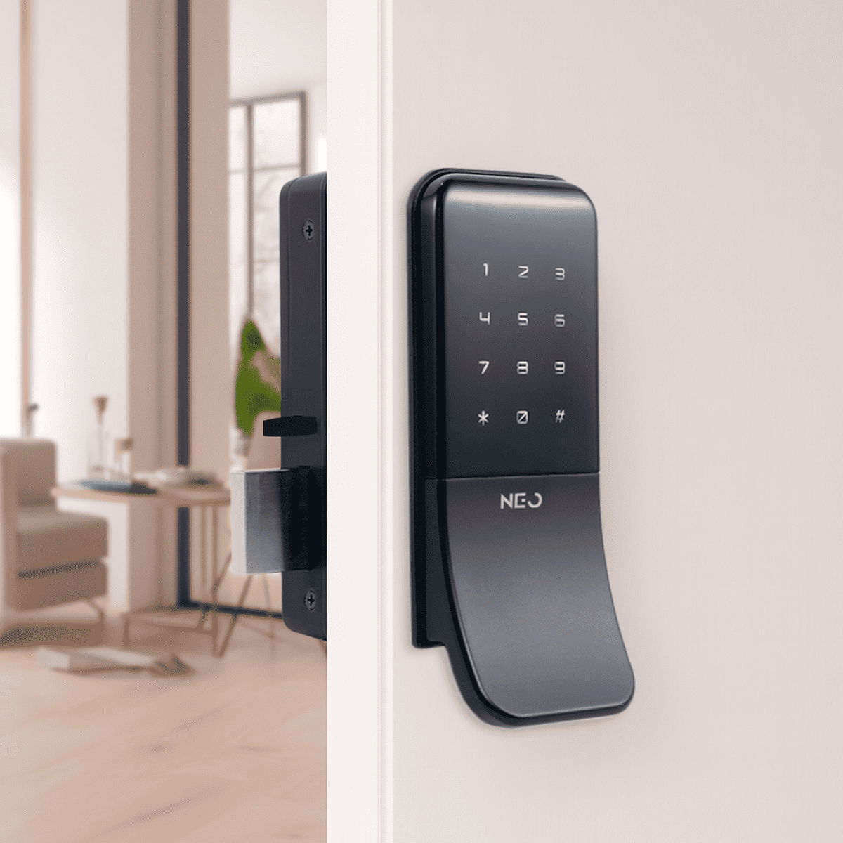 Fechadura Eletrônica Stark Digital de Sobrepor com Biometria Senha Tag Wifi Preto Fosco Neo - NEO Avant