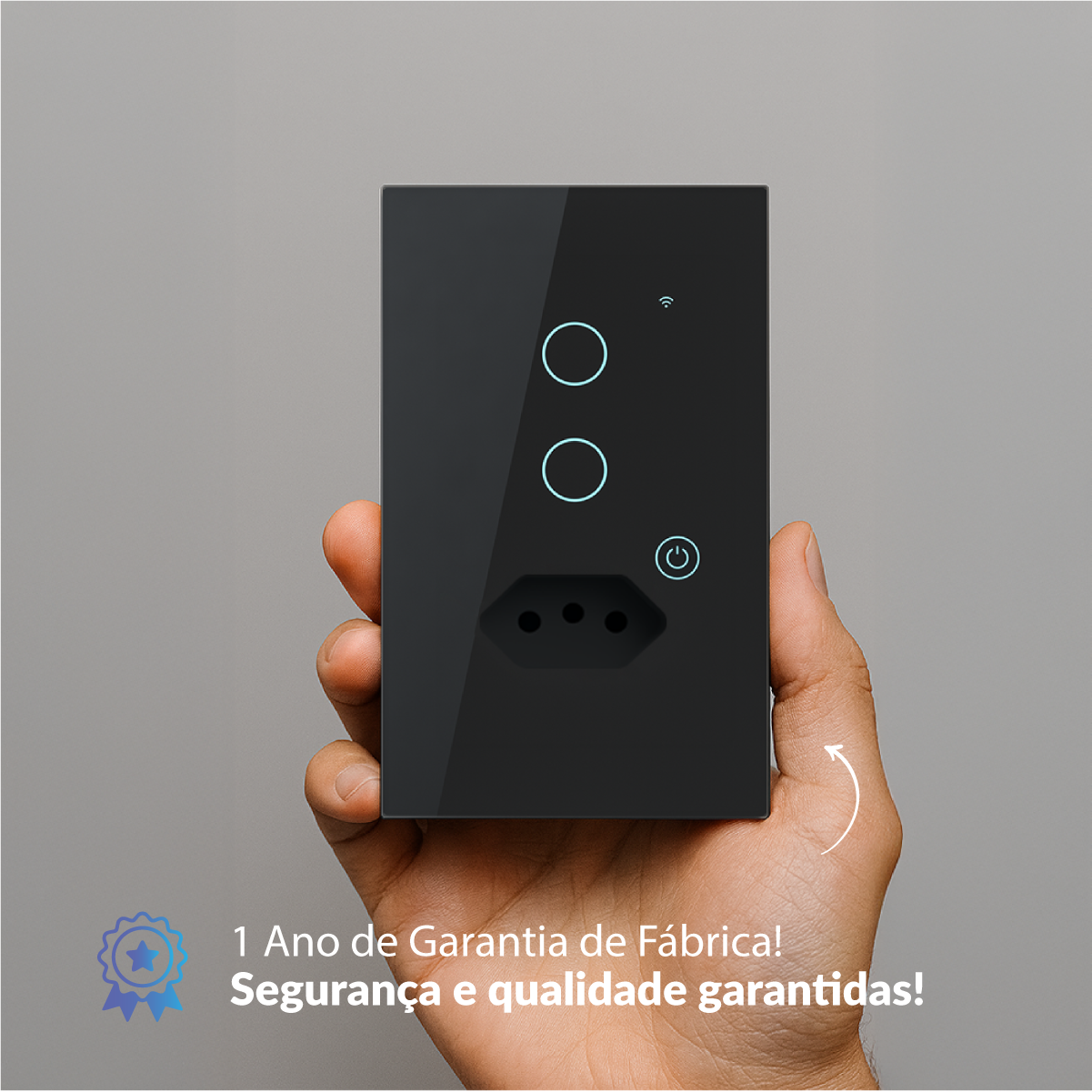 Interruptor Inteligente Smart Wifi 2 Botões Com Tomada 4x2 Bivolt Preto Neo Avant