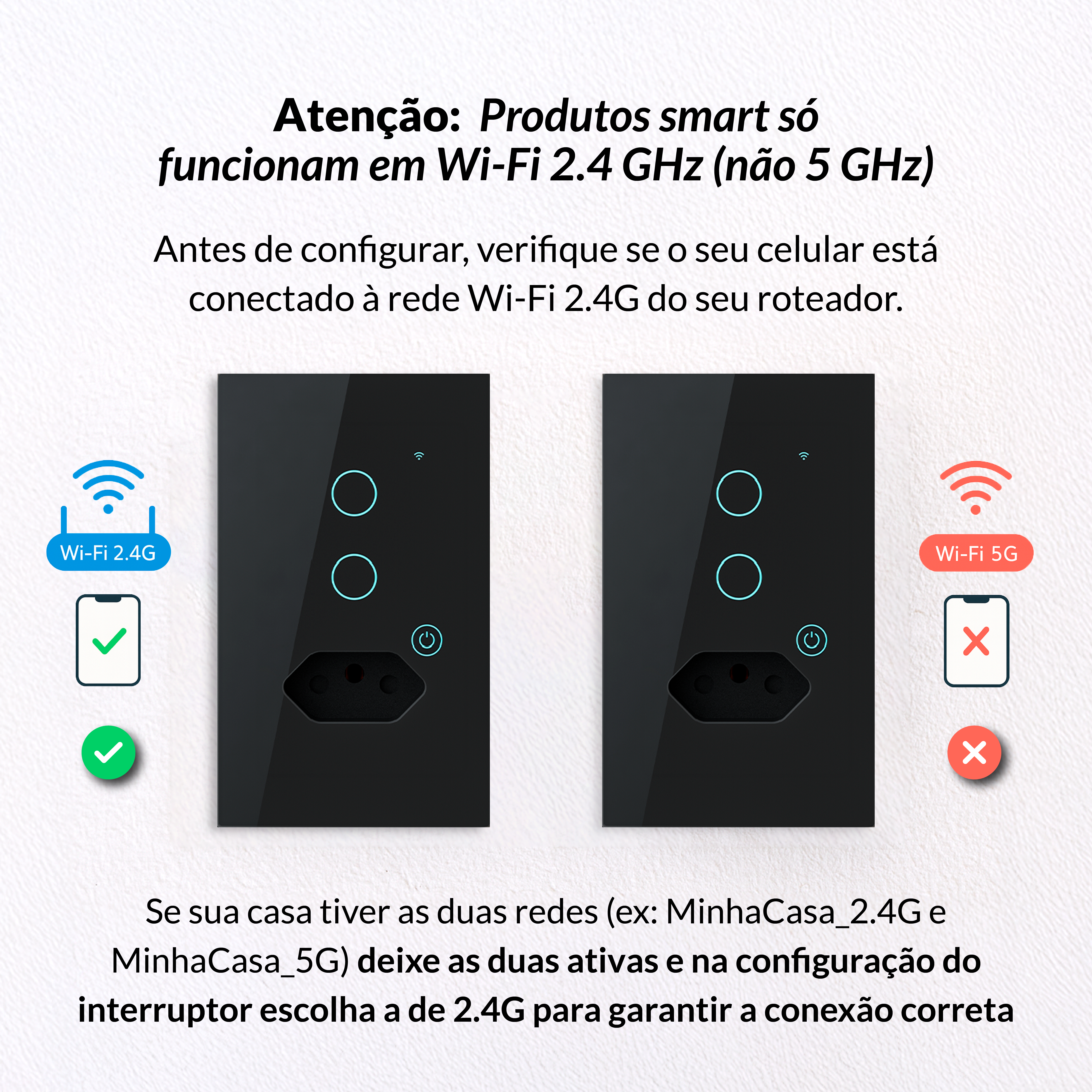 Interruptor Inteligente Smart Wi-fi 2 Botões Com Tomada 4x2 Bivolt Preto Neo Avant