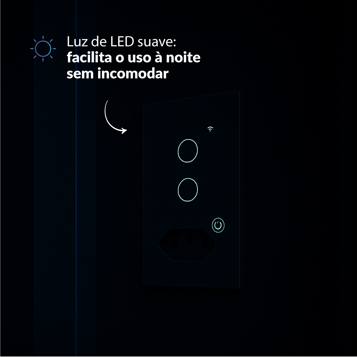 Interruptor Inteligente Smart Wi-fi 2 Botões Com Tomada 4x2 Bivolt Preto Neo Avant