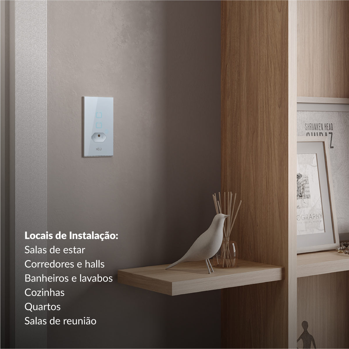 Interruptor Inteligente Zigbee 2 Botões Com Tomada 10A 4x2 Bivolt Branco Neo Avant