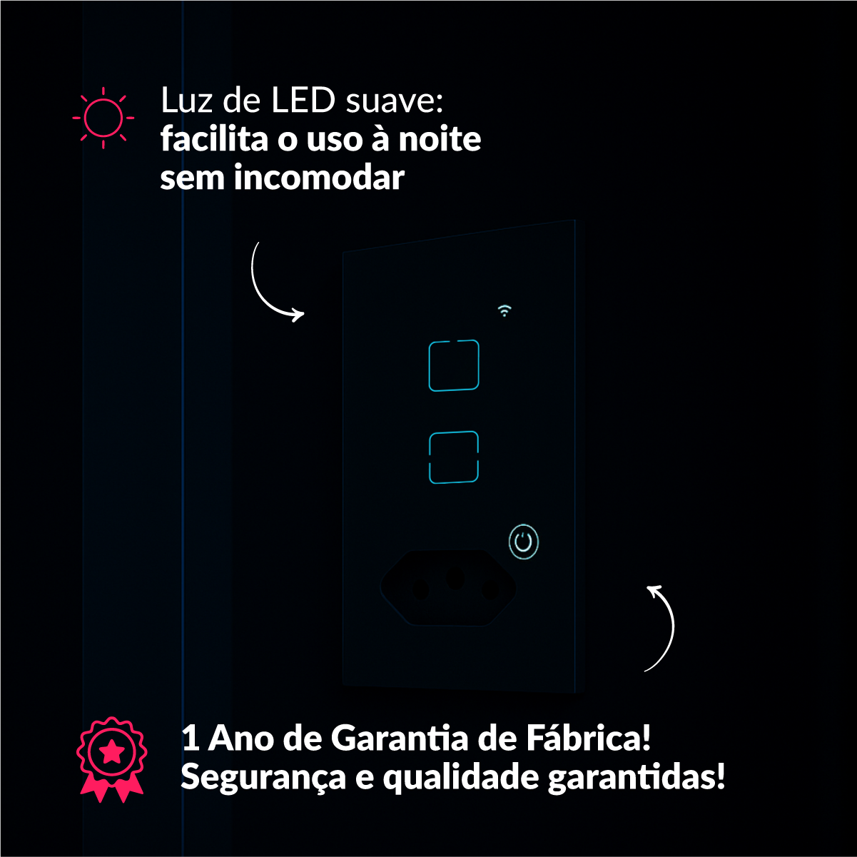 Interruptor Inteligente Zigbee 2 Botões Com Tomada 10A 4x2 Bivolt Preto Neo Avant