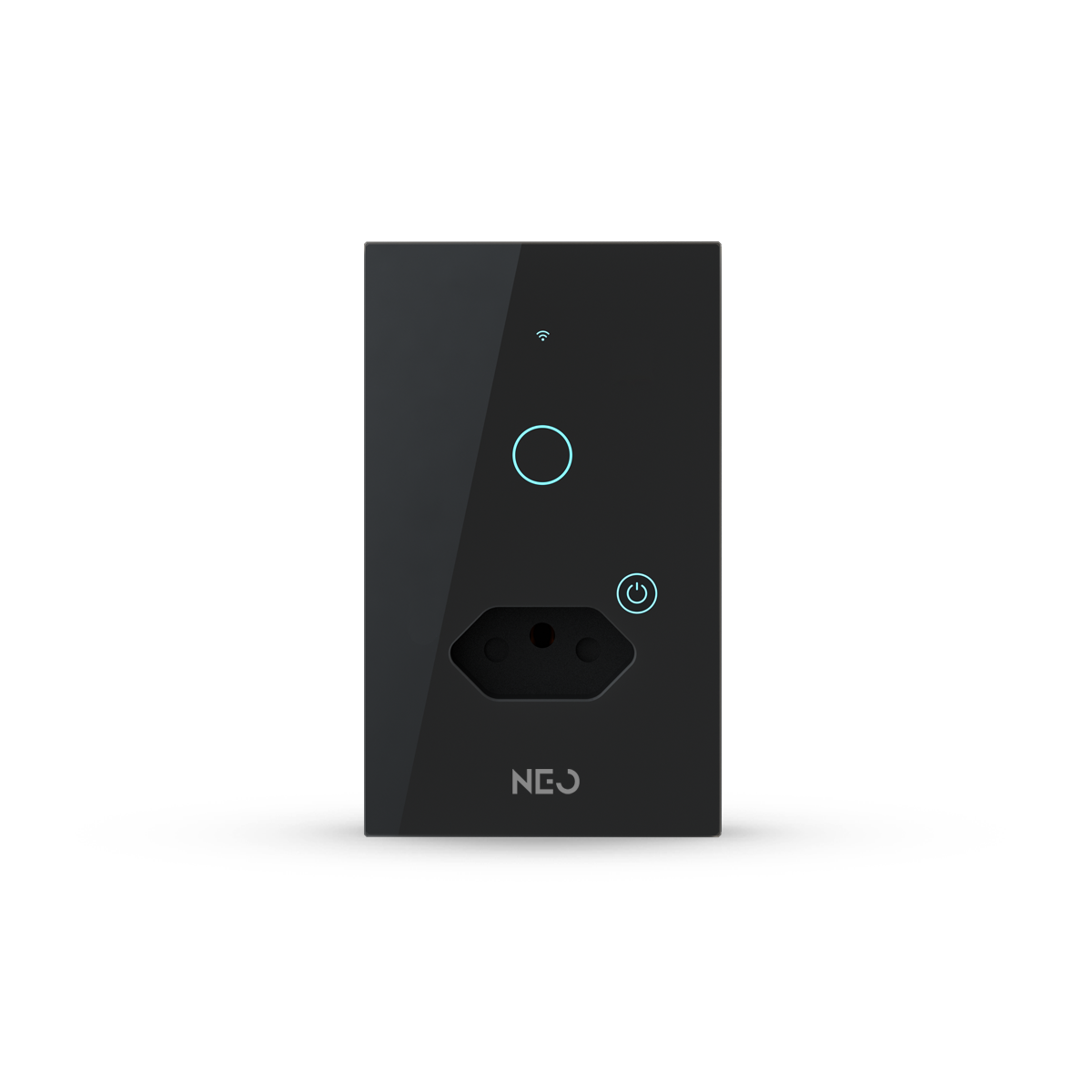 Interruptor Inteligente Wifi 1 Botão Com Tomada 10A 4x2 Bivolt Preto Neo
