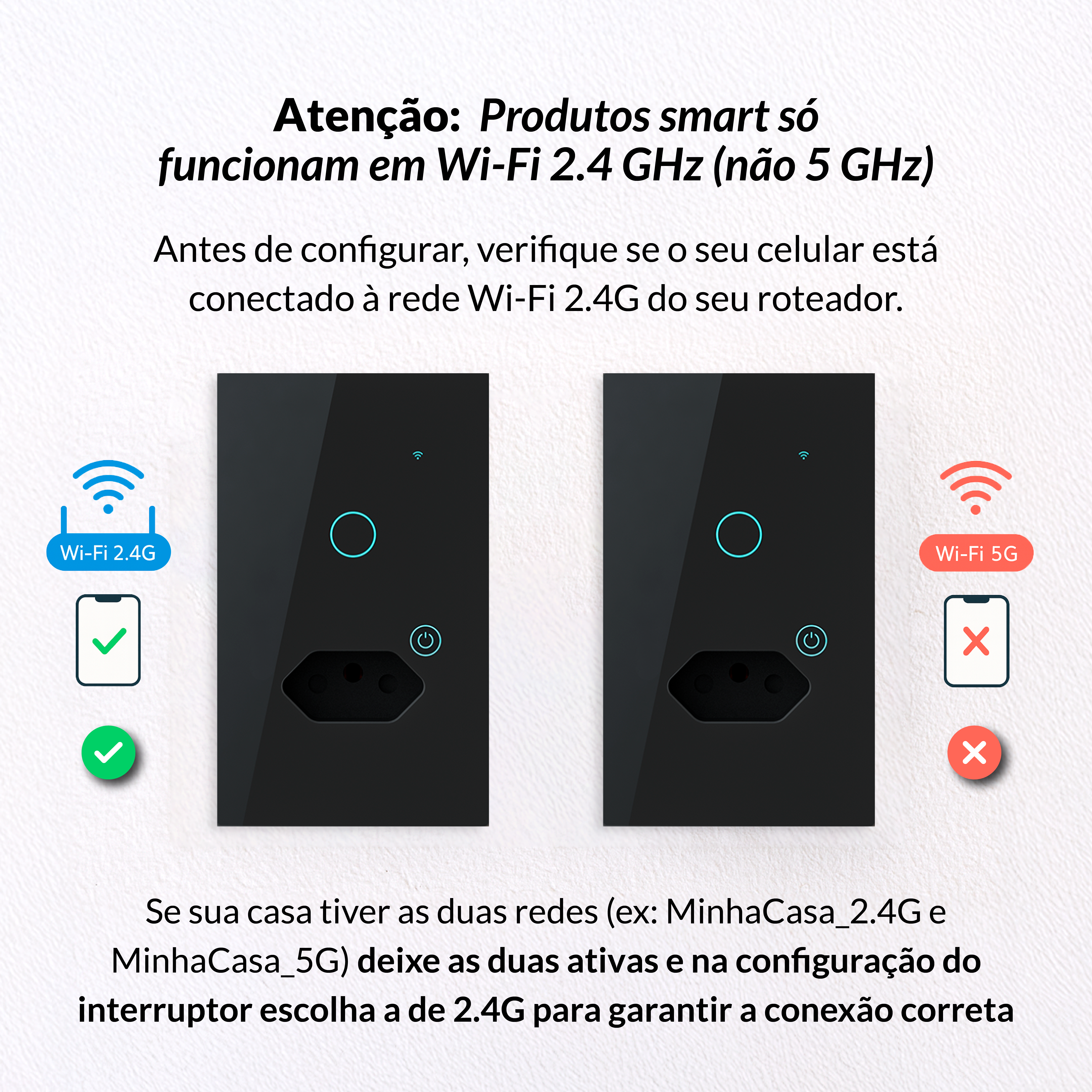 Interruptor Inteligente Smart Wi-Fi 1 Botão Com Tomada 4x2 Bivolt Preto Neo Avant