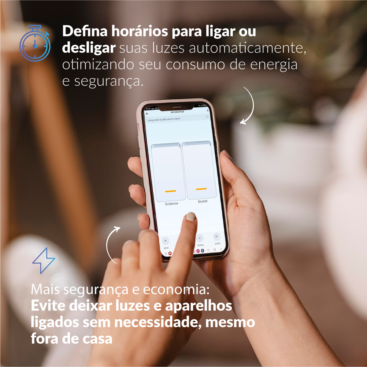 Interruptor Inteligente Wifi 1 Botão Com Tomada 10A 4x2 Bivolt Preto Neo