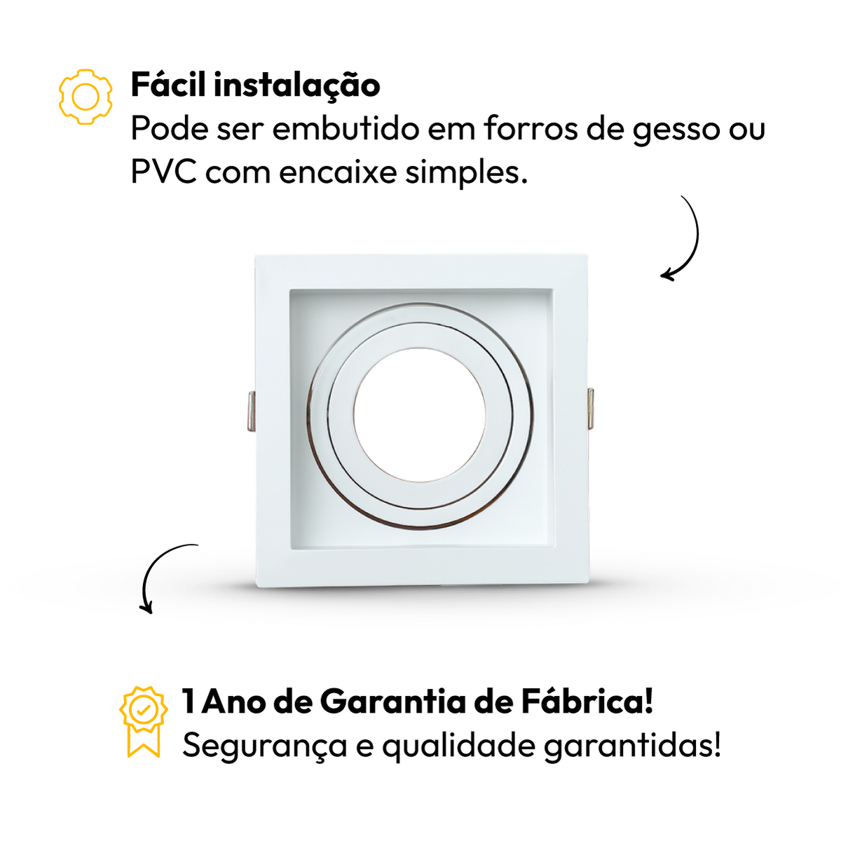 Spot Led Recuado Embutir Gu10/MR16 Uno Quadrado Branco Policarbonato Alut