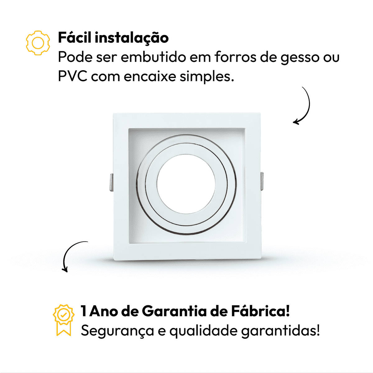 Spot Led Recuado Embutir Gu10/MR16 Uno Quadrado Branco Policarbonato Alut - NEO Avant