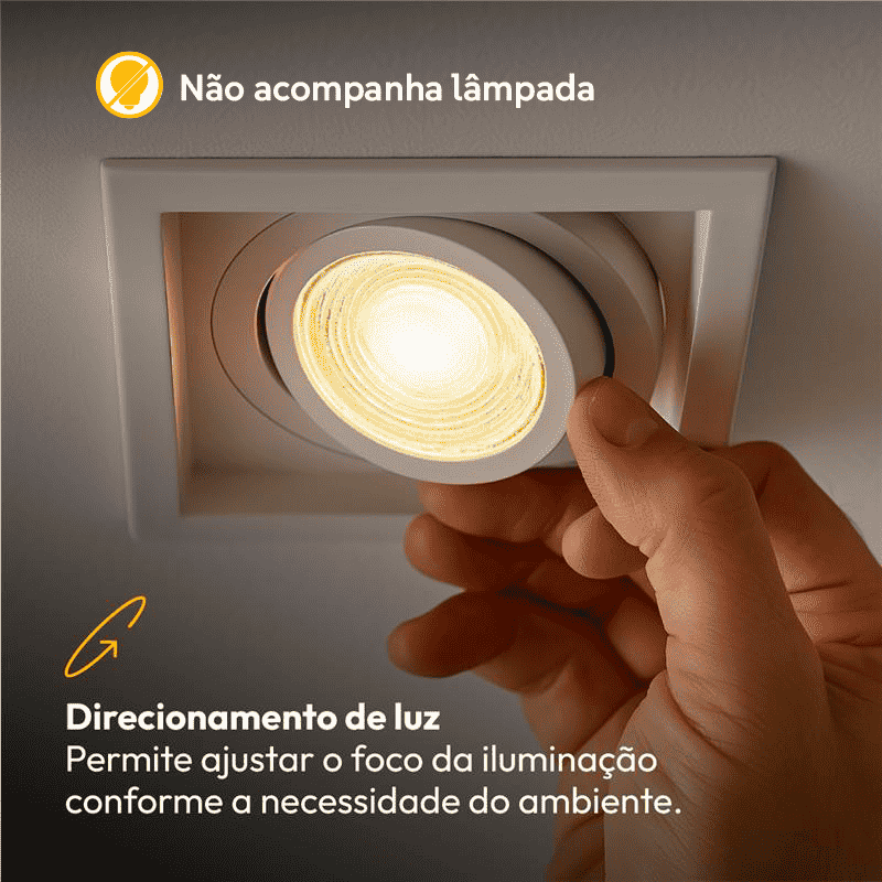 Spot Led Recuado Embutir Gu10/MR16 Uno Quadrado Branco Policarbonato Alut - NEO Avant