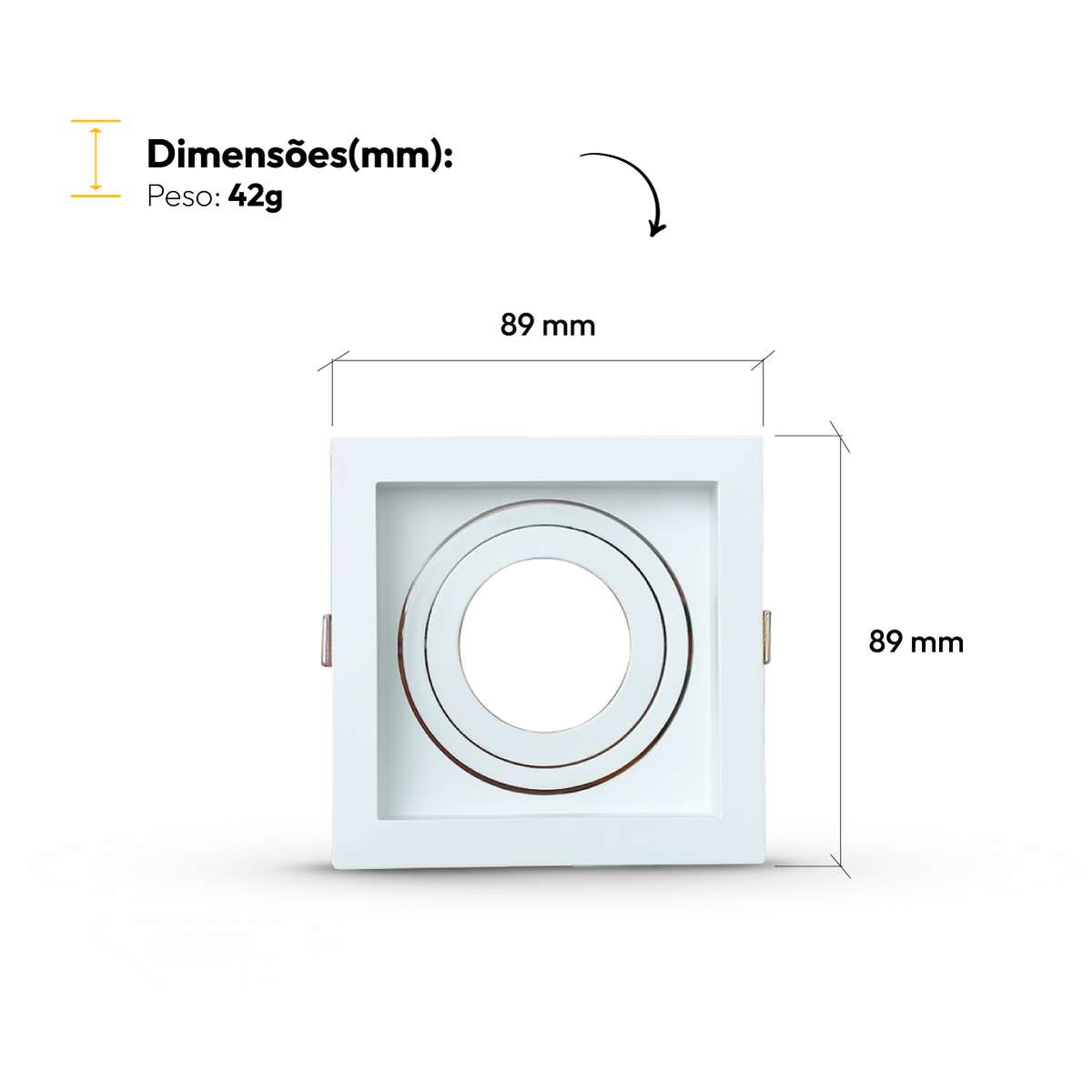 Spot Led Recuado Embutir Gu10/MR16 Uno Quadrado Branco Policarbonato Alut