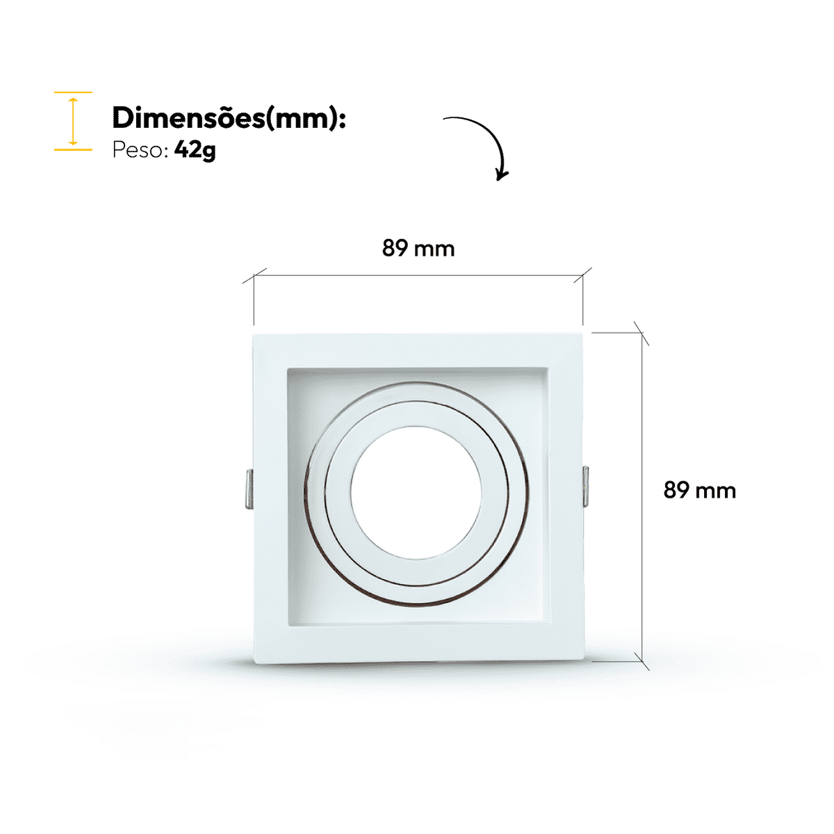 Spot Led Recuado Embutir Gu10/MR16 Uno Quadrado Branco Policarbonato Alut - NEO Avant
