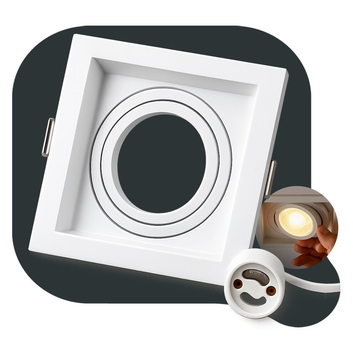 Spot Led Recuado Embutir Gu10/MR16 Uno Quadrado Branco Policarbonato Alut