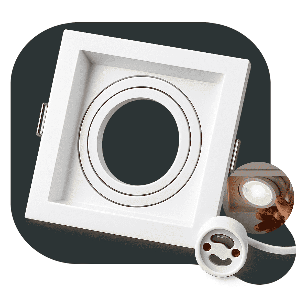 Spot Led Recuado Embutir Gu10/MR16 Uno Quadrado Branco Policarbonato Alut - NEO Avant