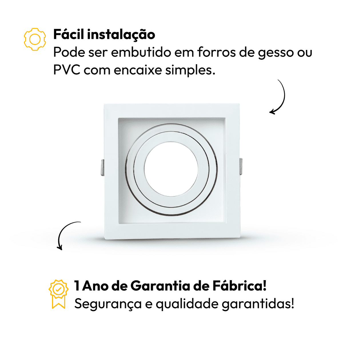 Spot Led Recuado Embutir E27 Par20 Quadrado Branco Policarbonato Alut - NEO Avant