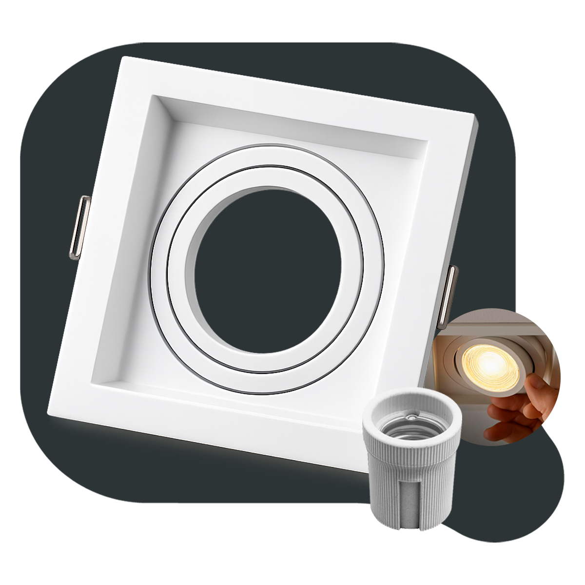 Spot Led Recuado Embutir E27/Par20 Quadrado Branco Policarbonato Alut By Avant